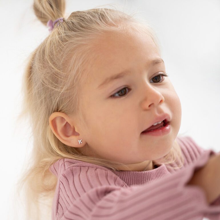 Sterling Silver Kids Earrings - Plane