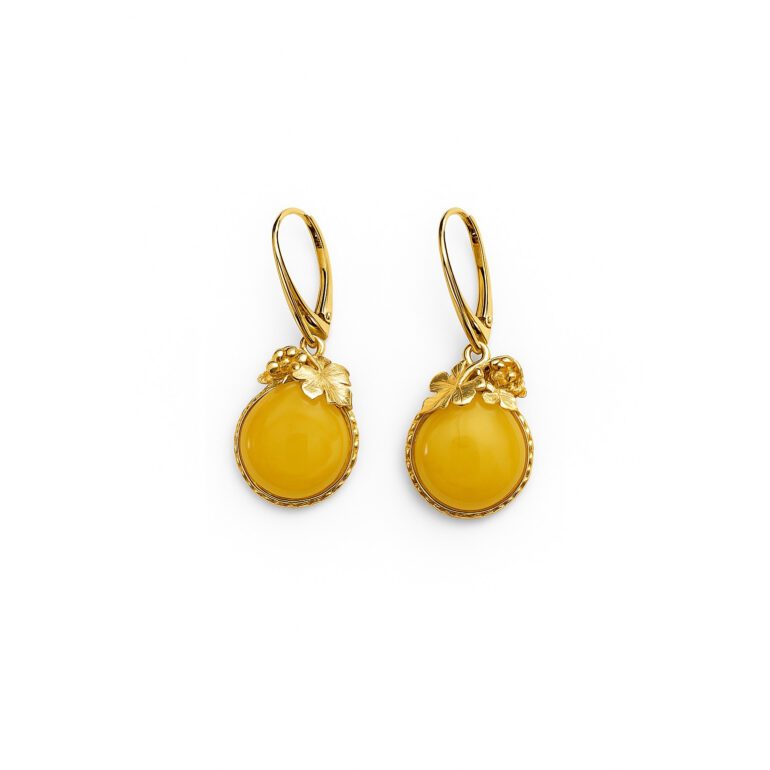Gold plated sterling silver earrings with amber