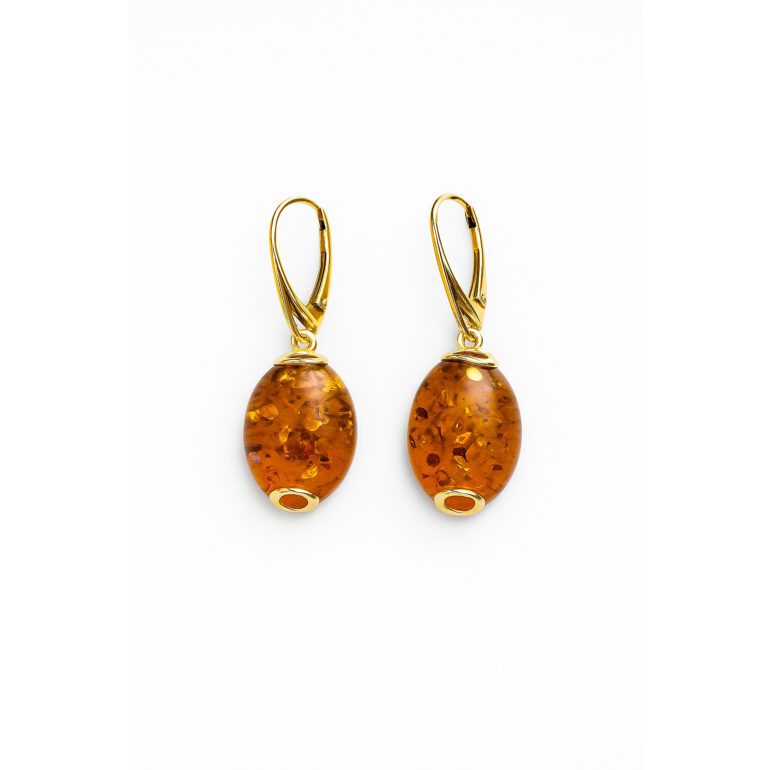 Gold plated sterling silver earrings with amber