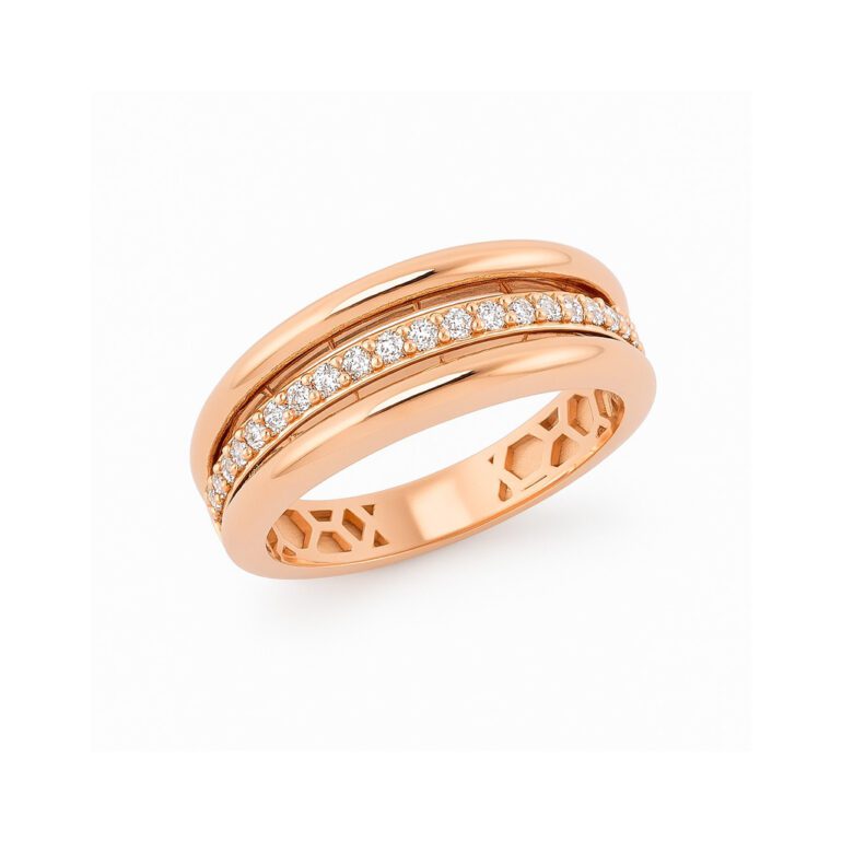 Rose gold ring with cubic zirconia