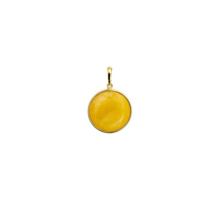 Yellow gold plated sterling silver pendant with amber