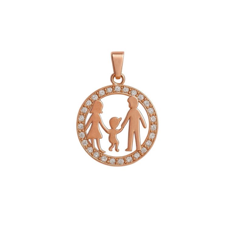 Rose gold family pendant with cubic zirconia