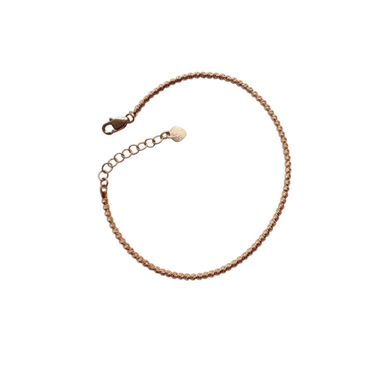 Rose gold bracelet with engraved golden beads