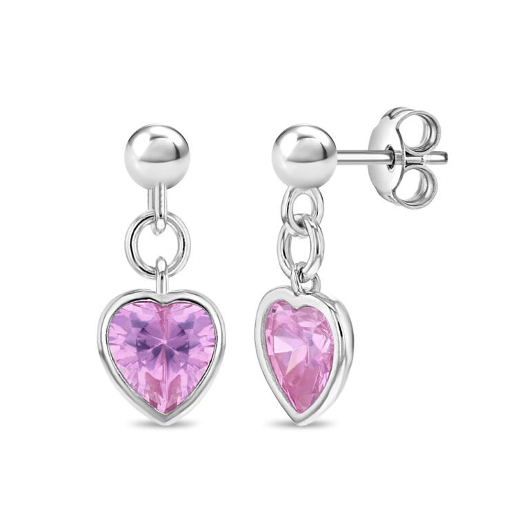 A pair of dandling sterling silver hearts earrings for kids
