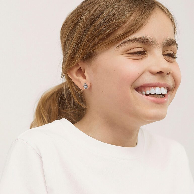 Sterling silver turtle earrings for kids