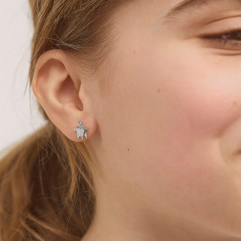 Sterling silver turtle earrings for kids