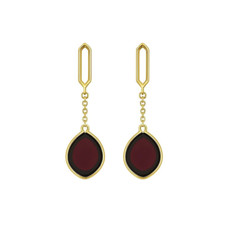 Yellow gold plated sterling silver stud earrings with amber