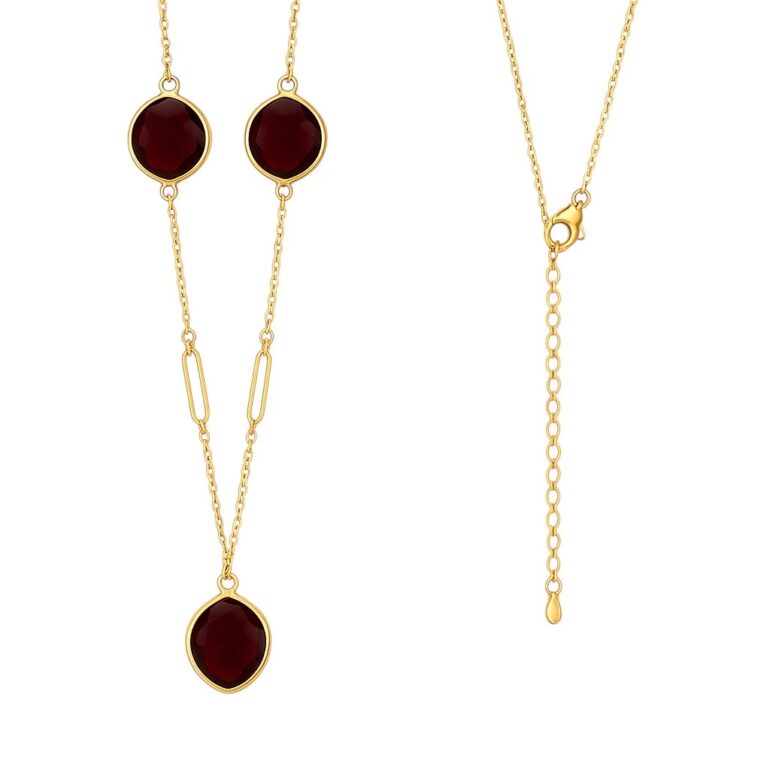Yellow gold plated sterling silver necklace with amber