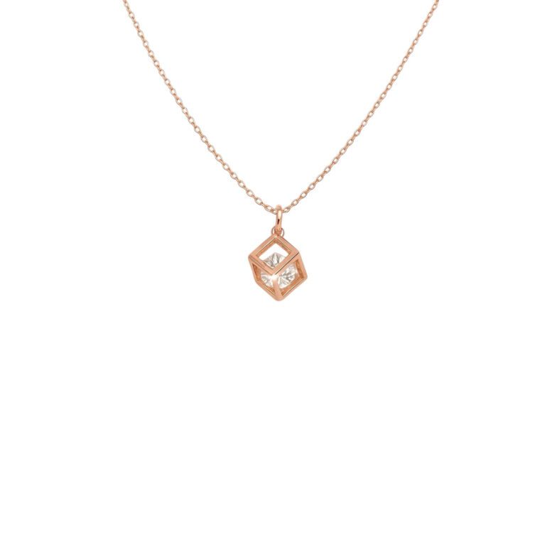 Rose gold necklace with cubic zirconia