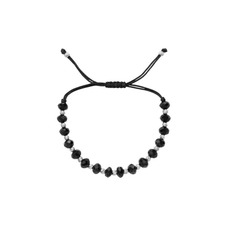 Black string bracelet with beads
