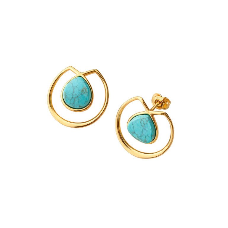 Gold Plated Sterling Silver Earrings With Turquoise