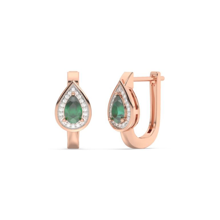 Rose gold earrings with emeralds and diamonds