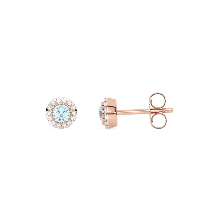 Rose gold stud earrings with topaz and diamonds