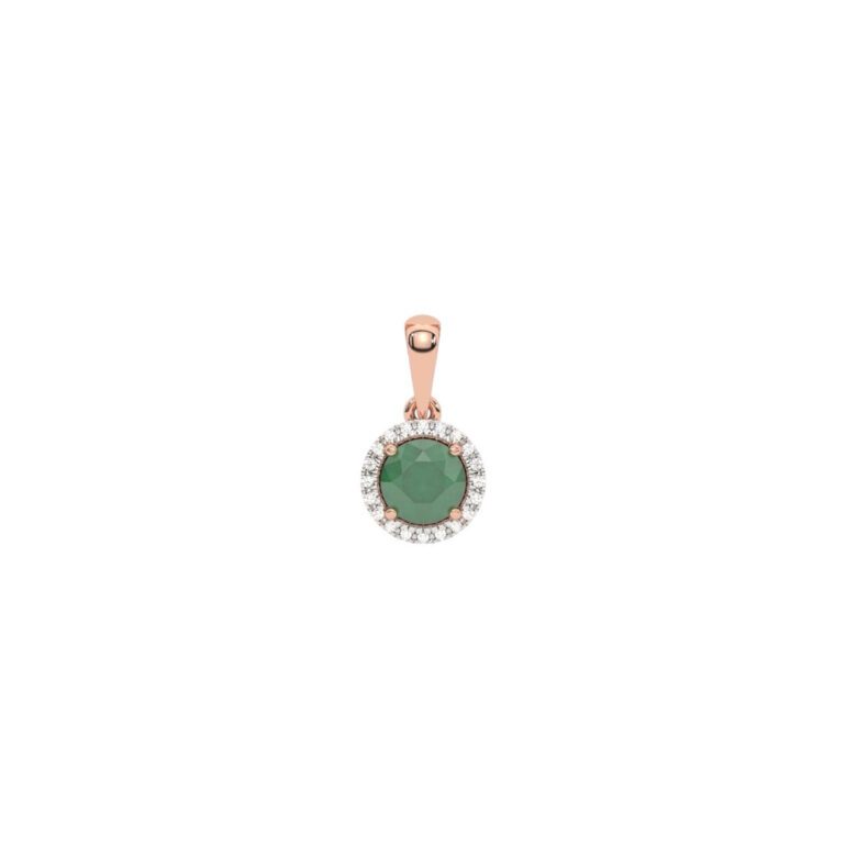 Rose gold pendant with emeralds and diamonds