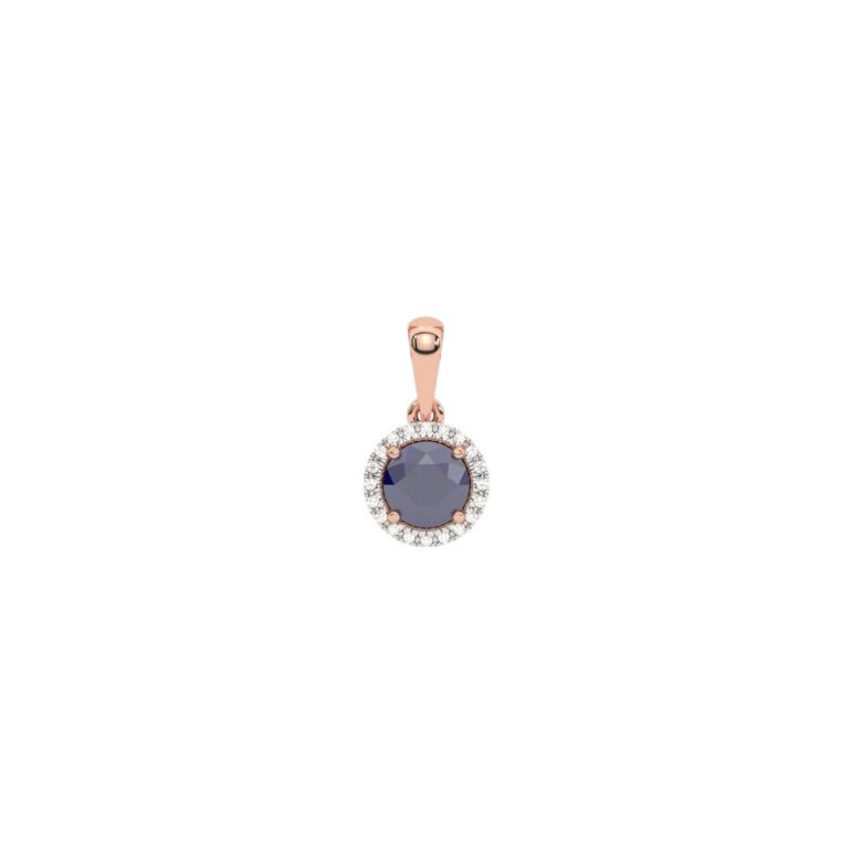 Rose gold pendant with sapphire and diamonds
