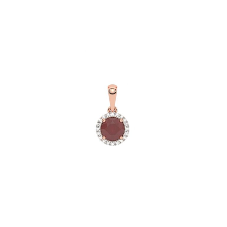 Rose gold pendant with ruby and diamonds