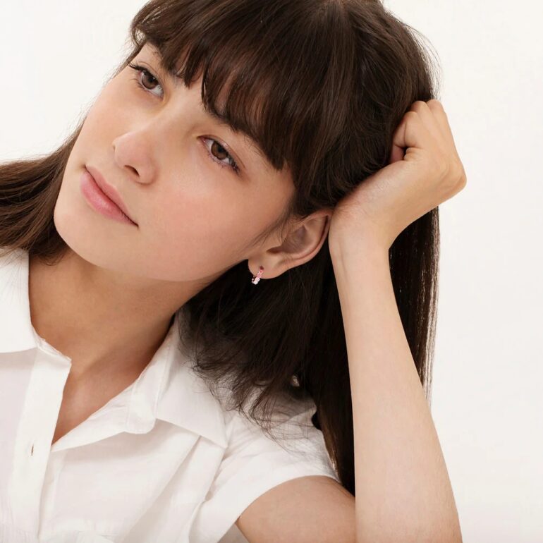 Sterling silver hoop earrings for kids – hearts