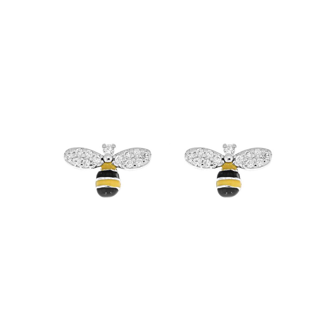 Sterling silver stud earrings with cubic zirconia - Bees