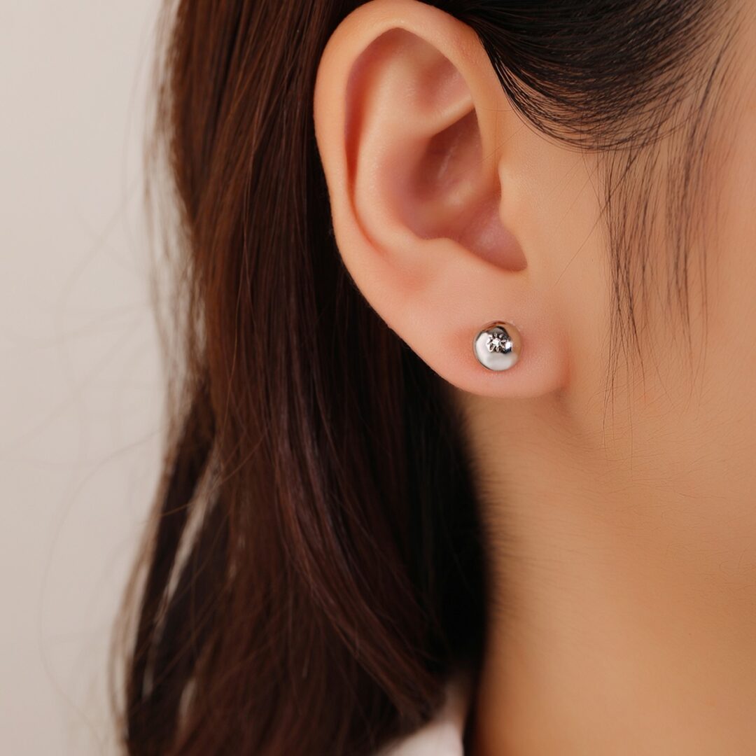 Sterling silver stud earrings with cubic zirconia