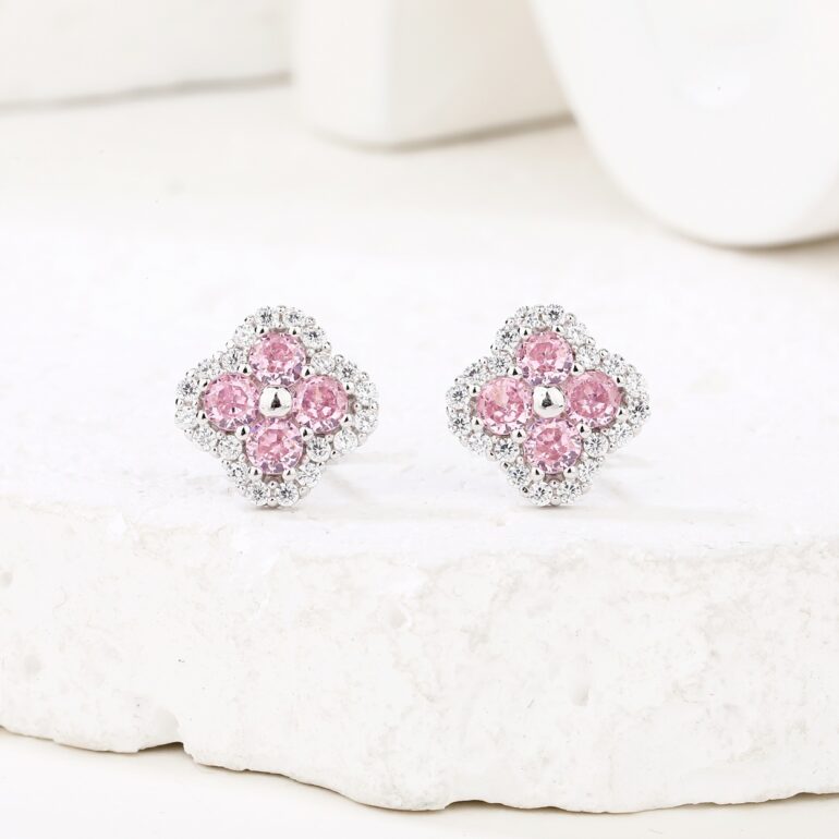 Sterling silver stud earrings with cubic zirconia