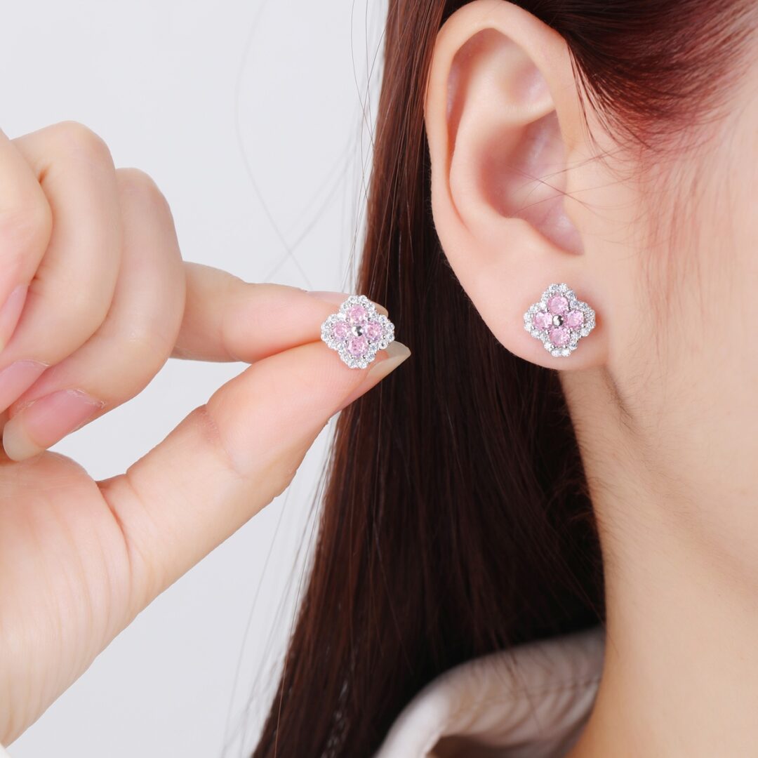 Sterling silver stud earrings with cubic zirconia