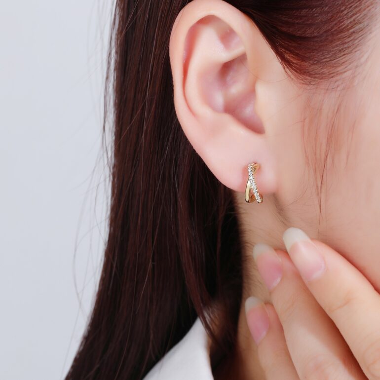 Paauksuoti sidabriniai auskarai su cirkoniais