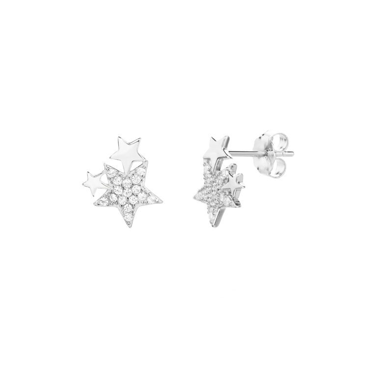 Sterling silver star earrings with cubic zirconia