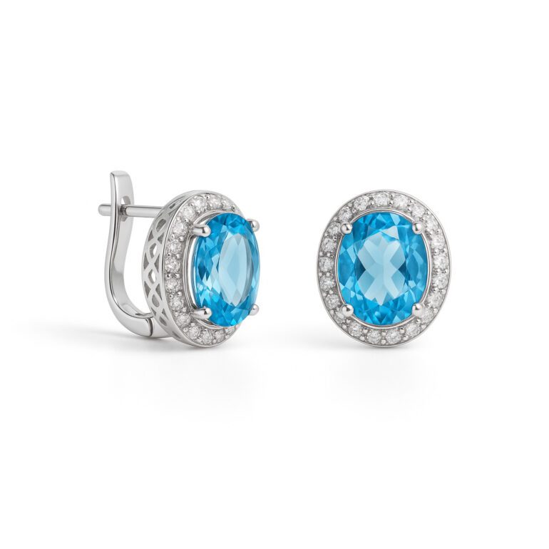 Sterling silver earrings with topaz and cubic zirconia