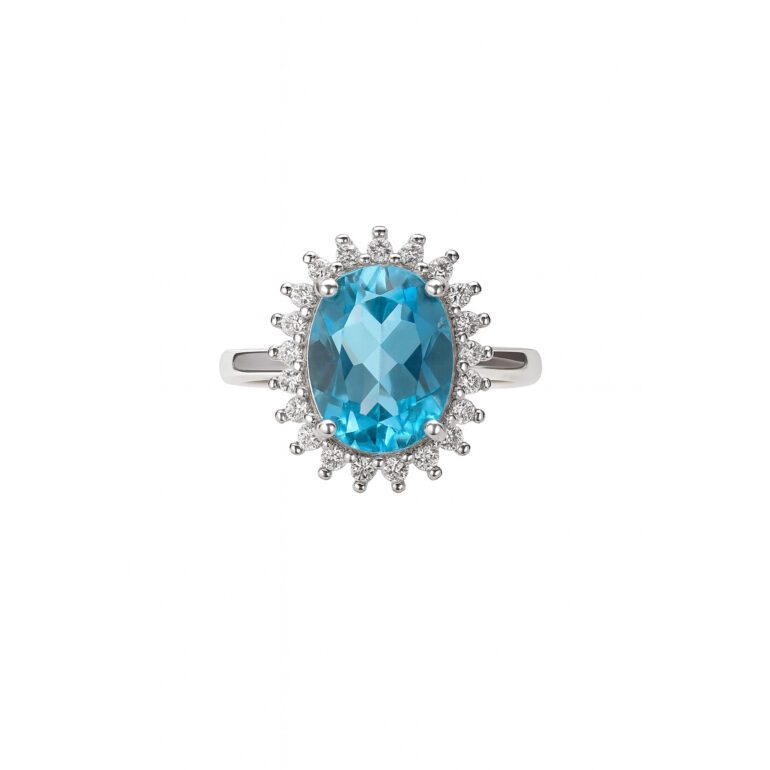 Sterling silver ring with topaz and cubic zirconia