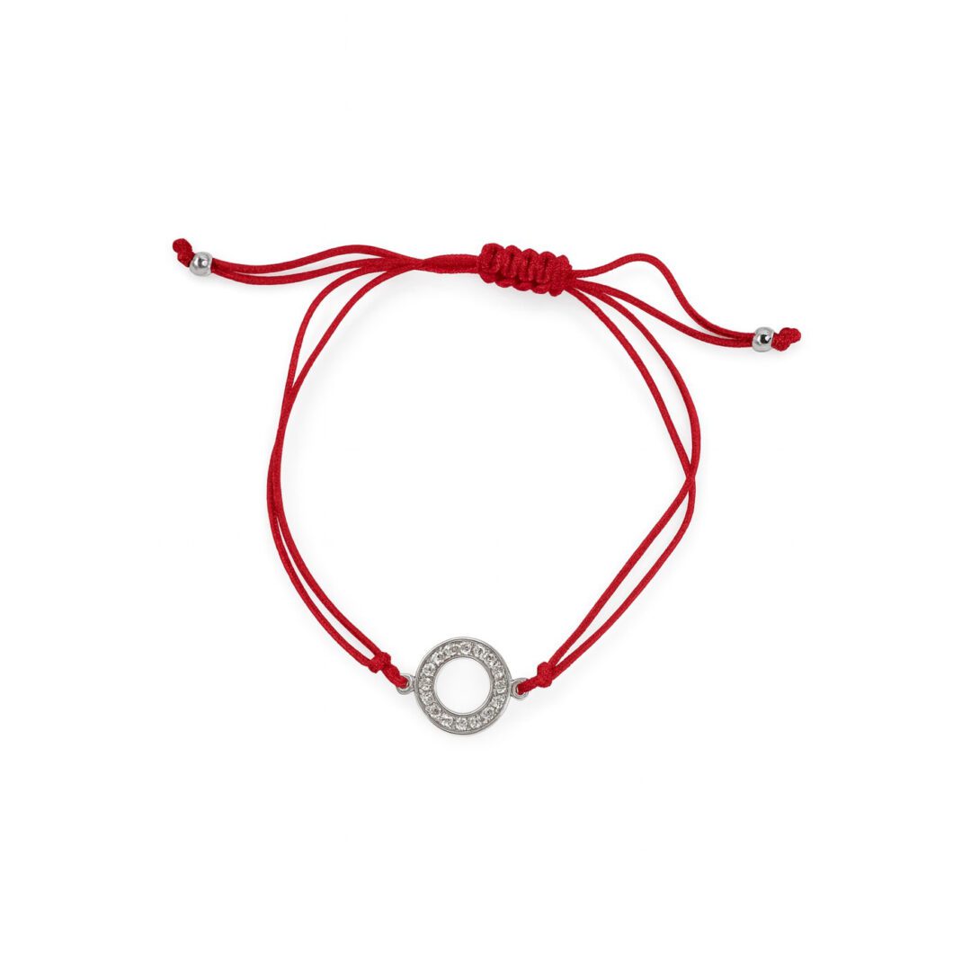 Red string bracelet with cubic zirconia