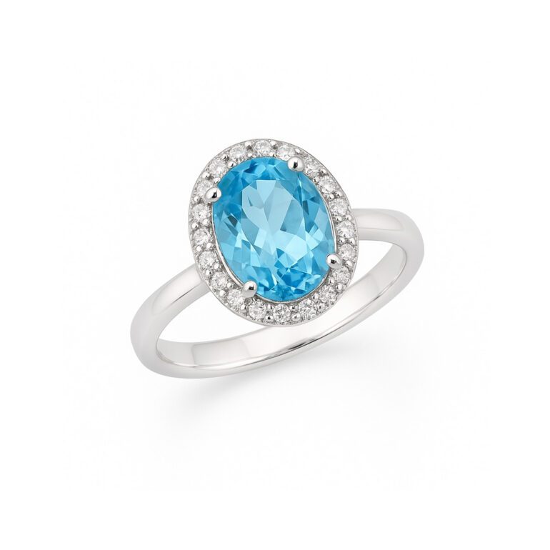 Sterling silver ring with topaz and and cubic zirconia