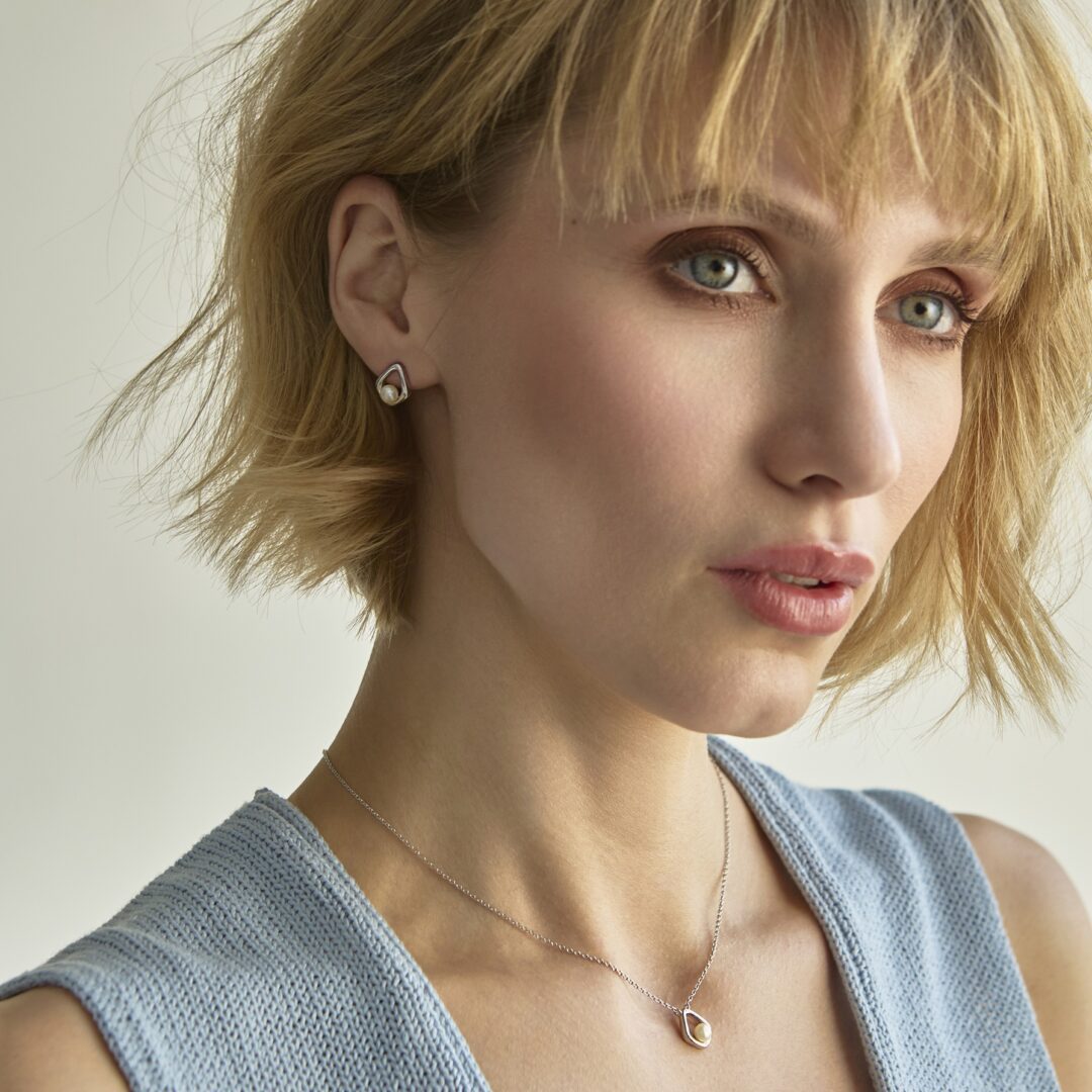 Sterling silver stud earrings with pearls