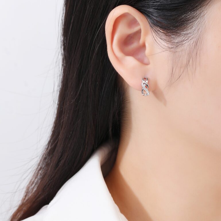 Sterling silver stud earrings with cubic zirconia