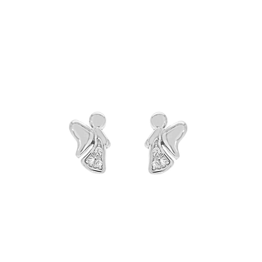 Sterling silver angel earrings with cubic zirconia