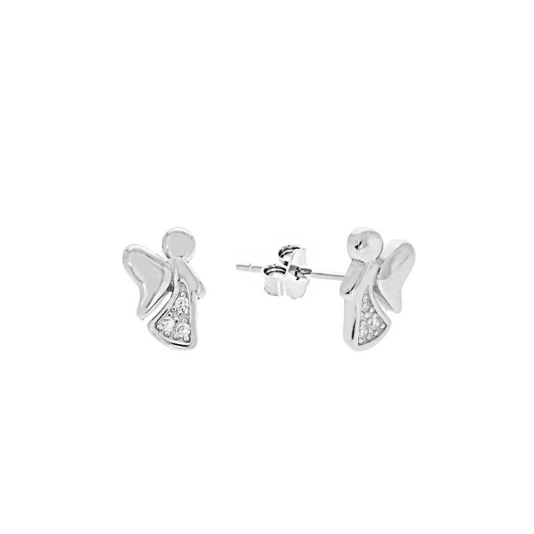 Sterling silver angel earrings with cubic zirconia