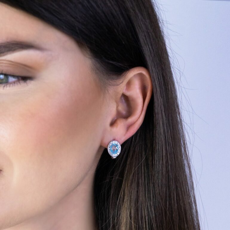 Sidabriniai auskarai su topazais ir cirkoniais