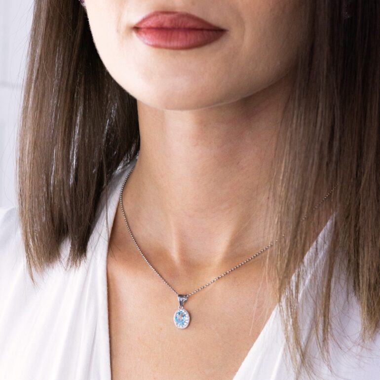 Sterling silver pendant with topaz and cubic zirconia