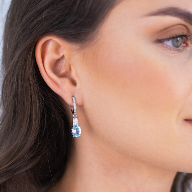 Sidabriniai auskarai su topazais ir cirkoniais