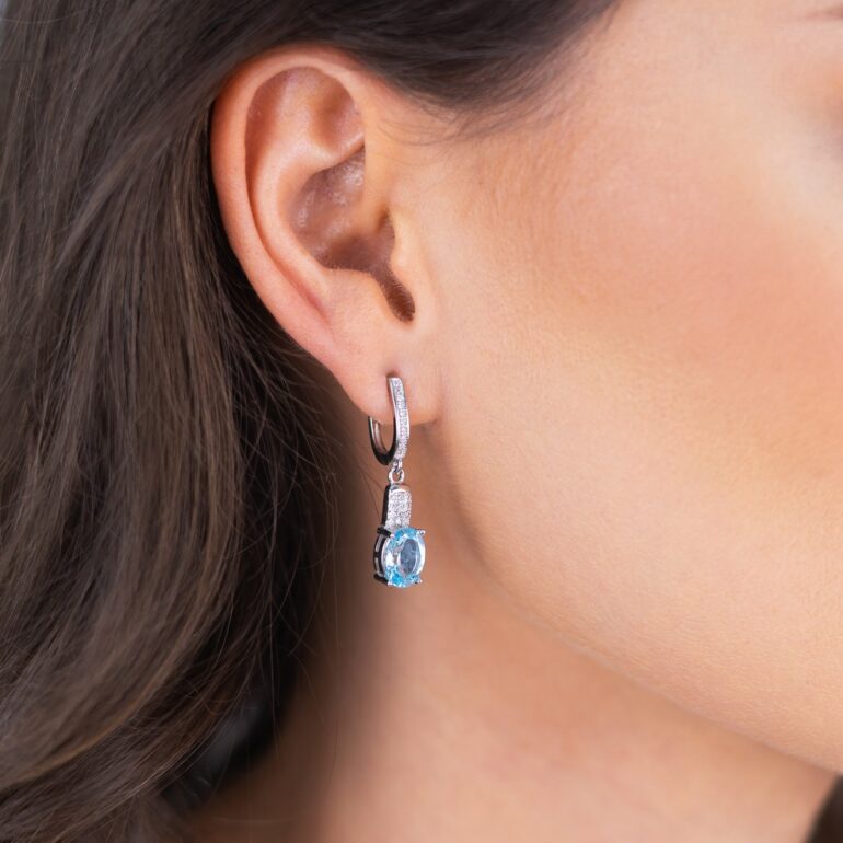 Sidabriniai auskarai su topazais ir cirkoniais