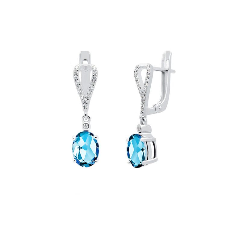Sterling silver earrings with topaz and cubic zirconia