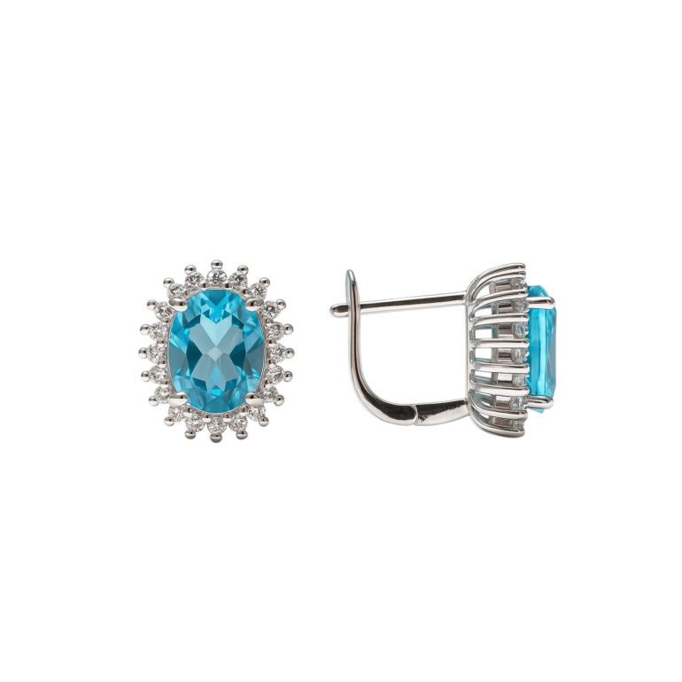 Sterling silver earrings with topaz and cubic zirconia