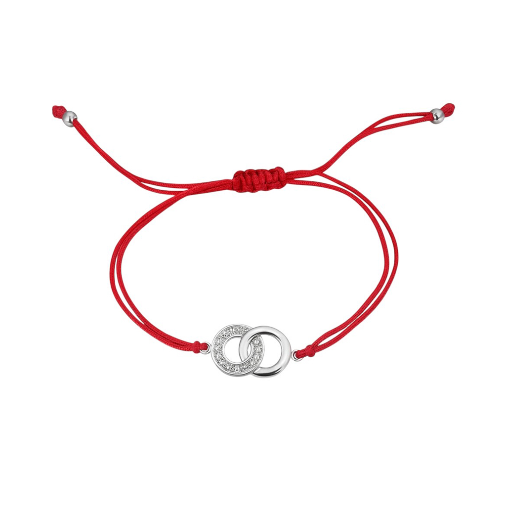 Red string bracelet with cubic zirconia