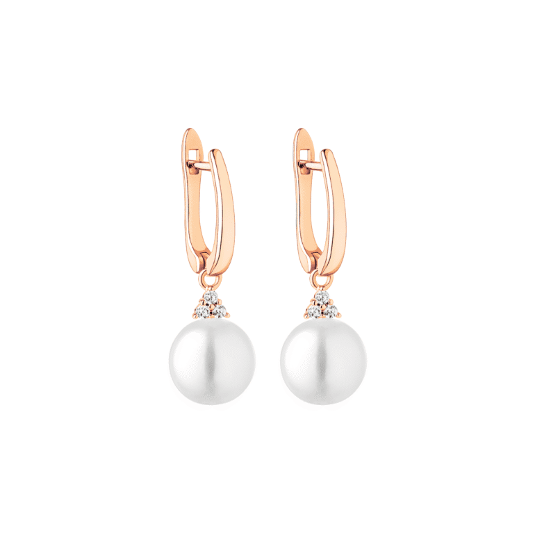 Gold plated sterling silver earrings with pearls and cubic zirconia