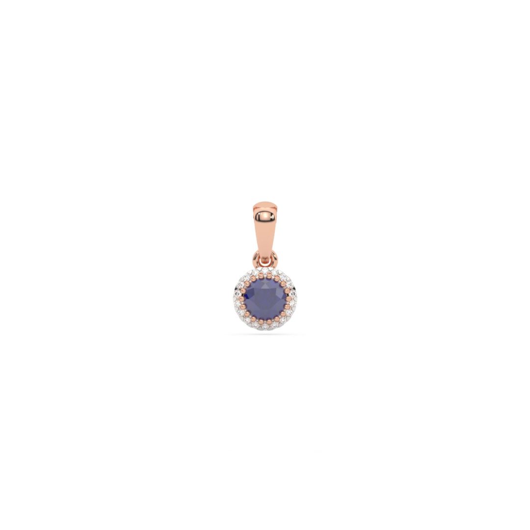 Rose gold pendant with sapphire and diamonds