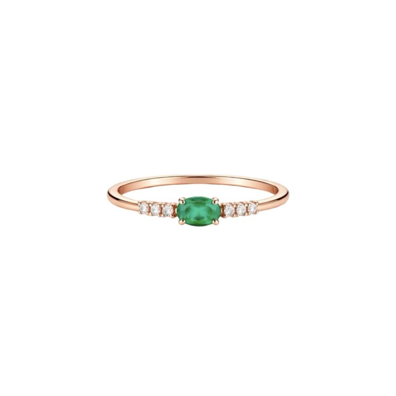 Rose Gold Ring With Green Quartz