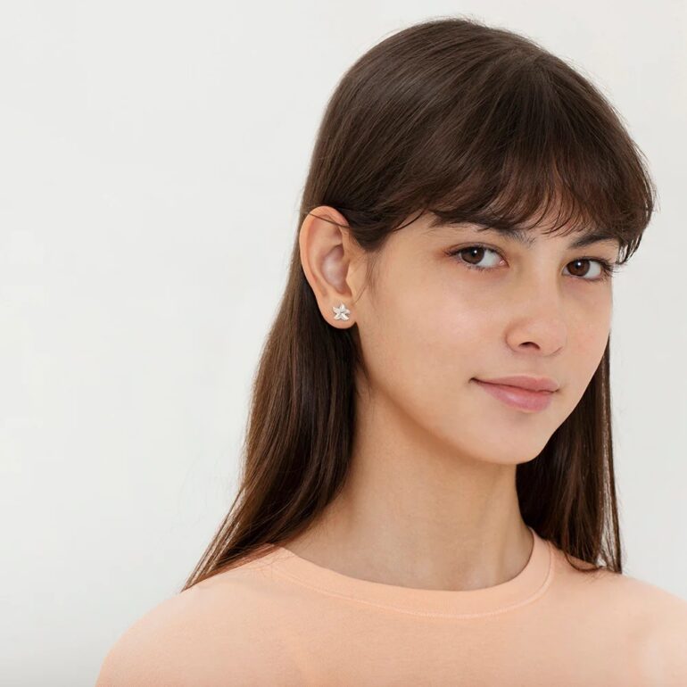 Sterling silver starfish earrings for kids.