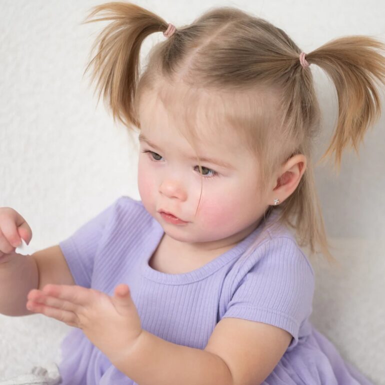 Sterling silver stud cross earrings for kids with cubic zirconia