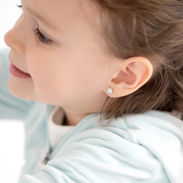 Sterling silver clover earrings for kids