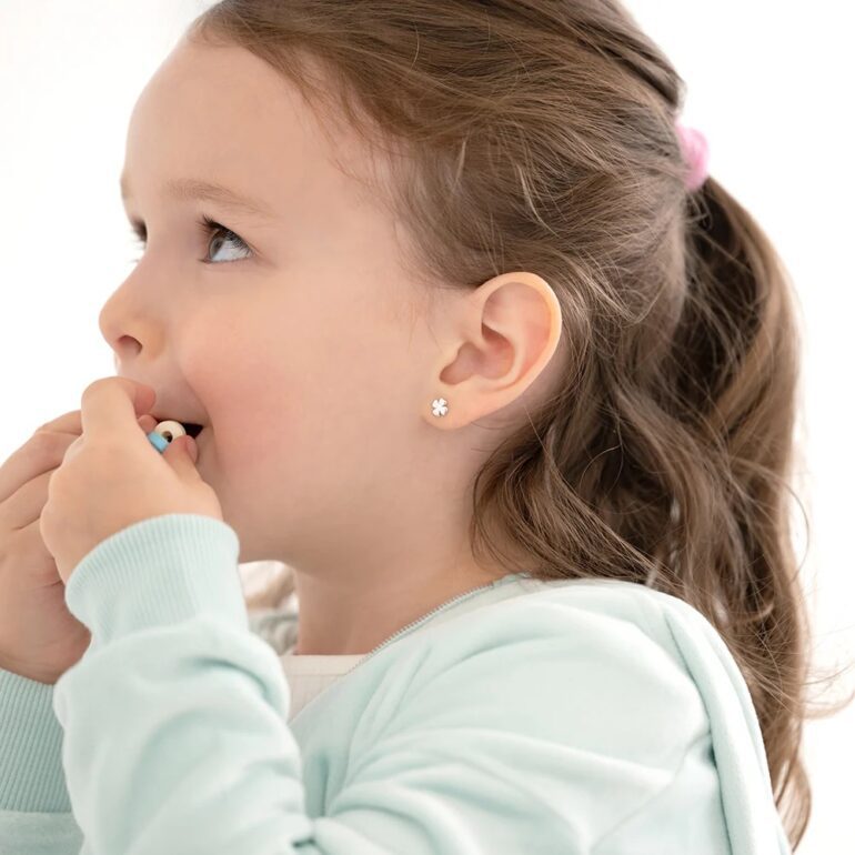 Sterling silver clover earrings for kids