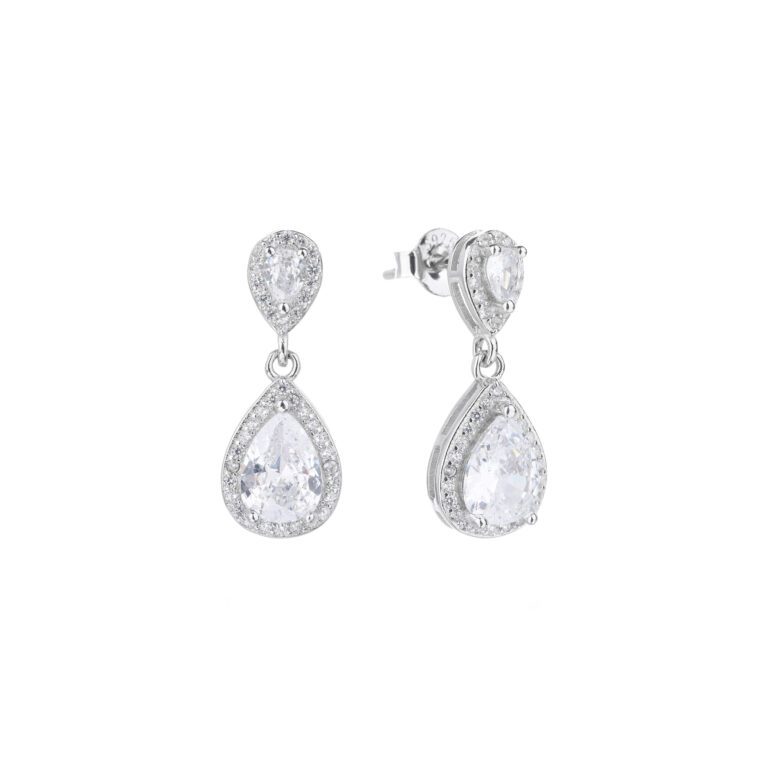 Sterling silver stud earrings with cubic zirconia